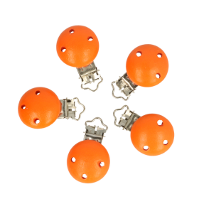   Holz Schnullerclip orange