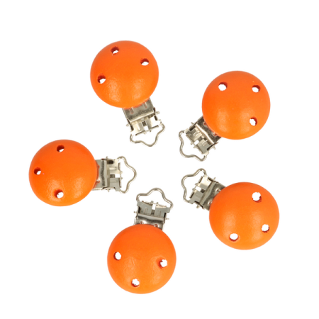   Holz Schnullerclip orange