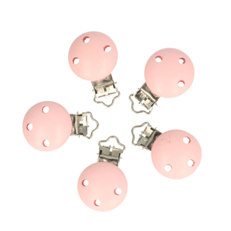   attache sucette en bois rose pâle