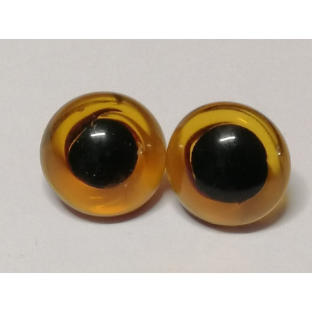   Tierauge Glas zum Nähen 15 mm Bernstein