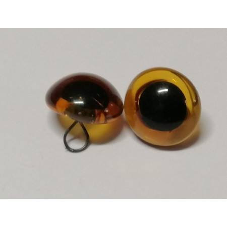 Tierauge Glas zum Nähen 15 mm Bernstein