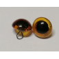 Tierauge Glas zum Nähen 15 mm Bernstein