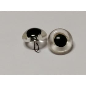 oeil d'animal en verre à coudre 15 mm clair