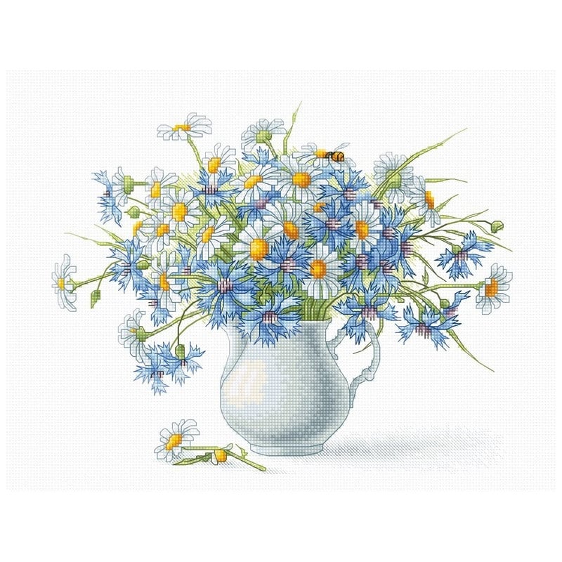 Borduurpakket Korenbloemen en camomiles