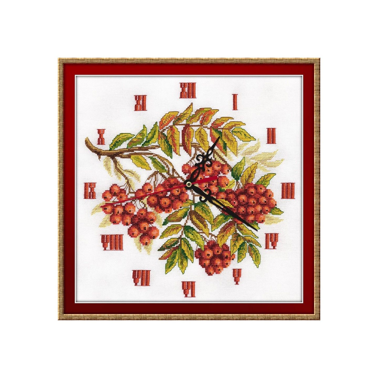 Panna Clock.Racemes of rowanberries