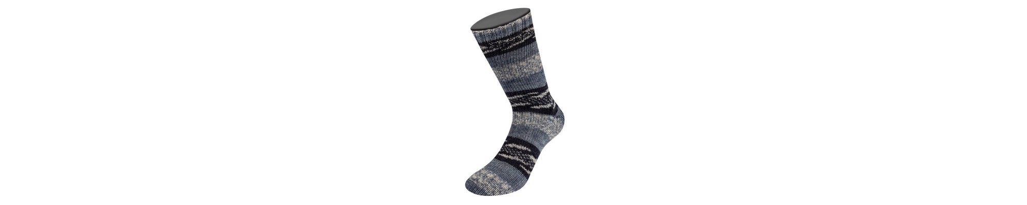 Lana Grossa Meilenweit 100 Denim Mix Bleu/Black | Sock Yarn