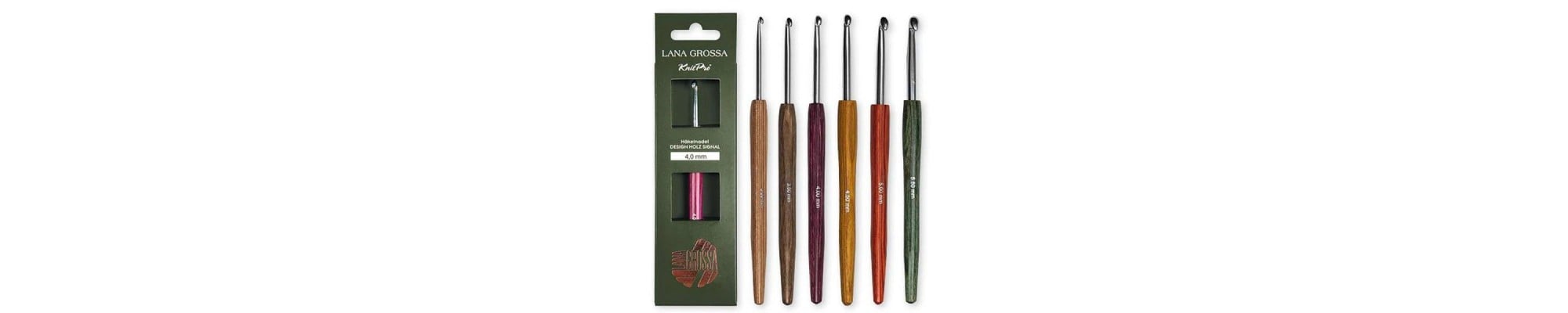 Lana Grossa haaknaald met houten grip